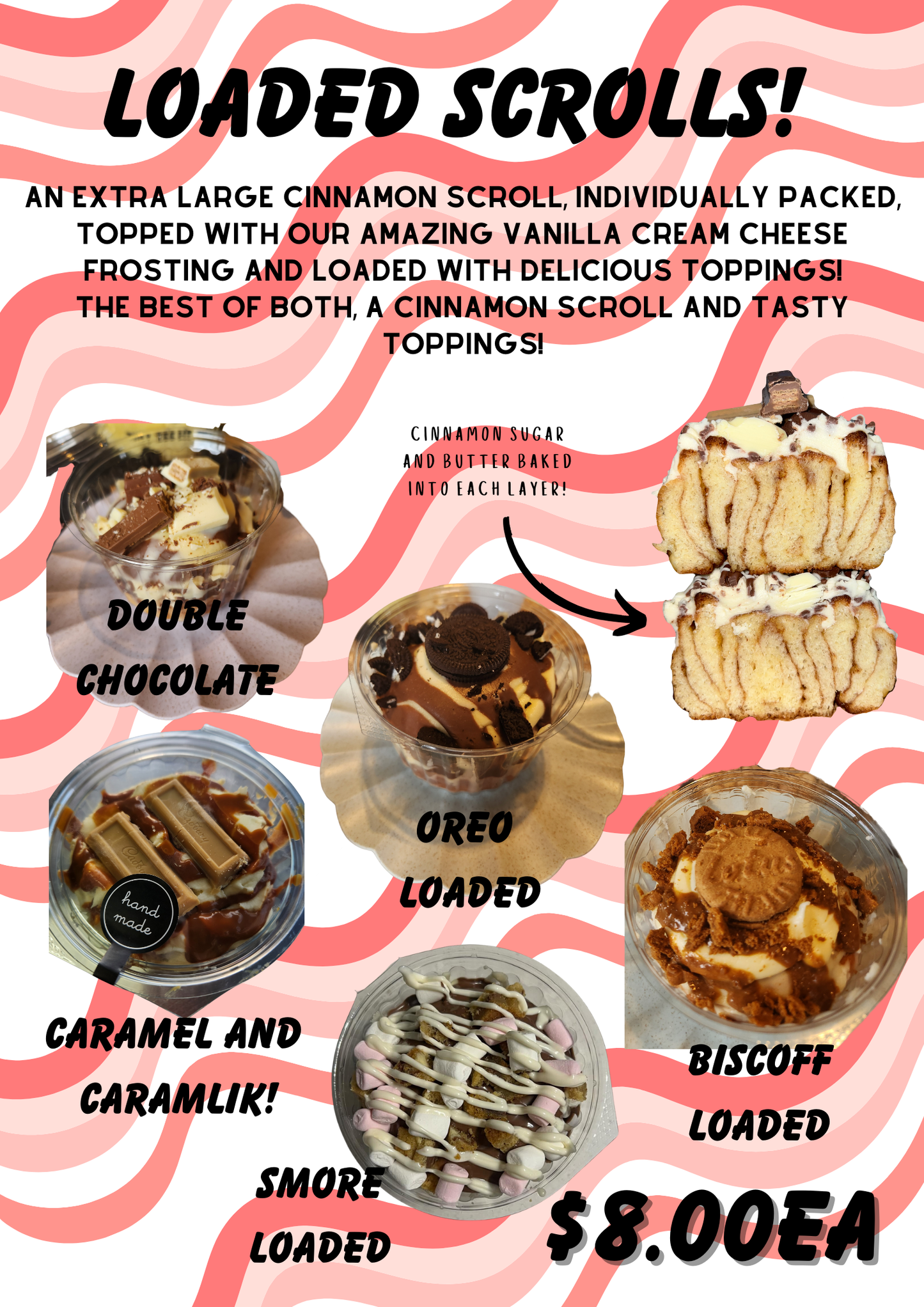 Loaded Scroll - SMORE Toppings on an Extra Large Cinnamon Scroll!